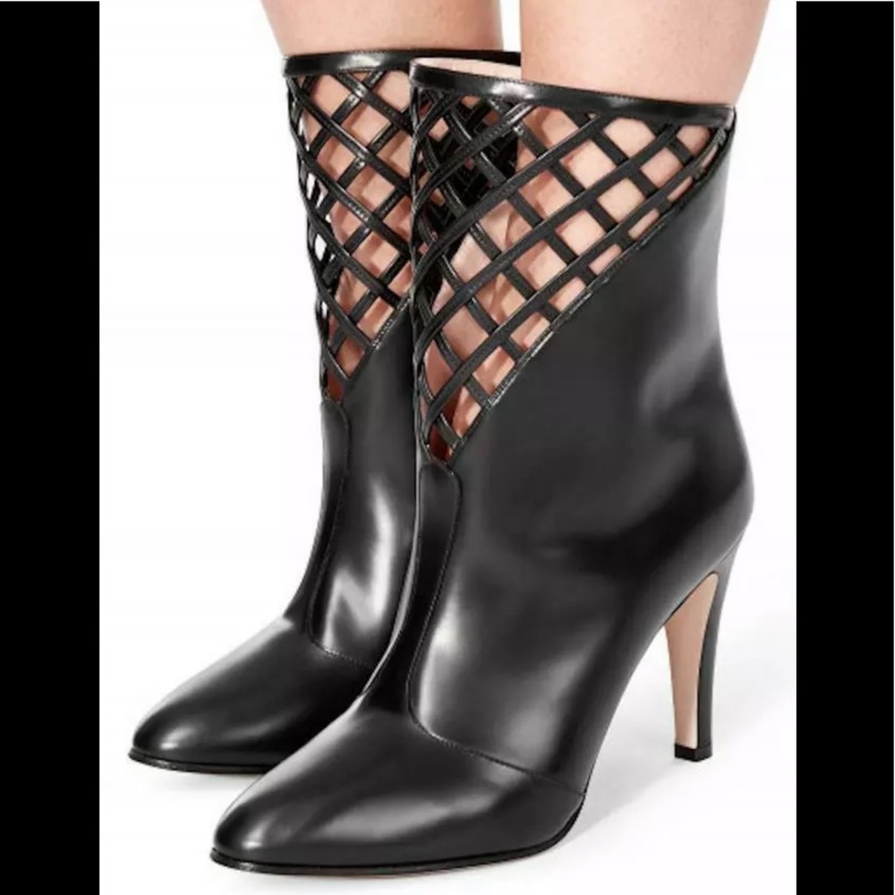 Gucci Damir Black Cutout Lattice Ankle Booties
